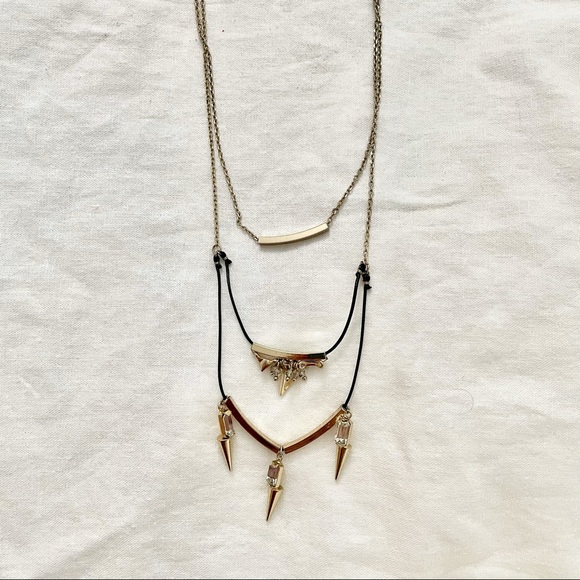 3-tier Gold and Black Necklace - Picture 2 of 3